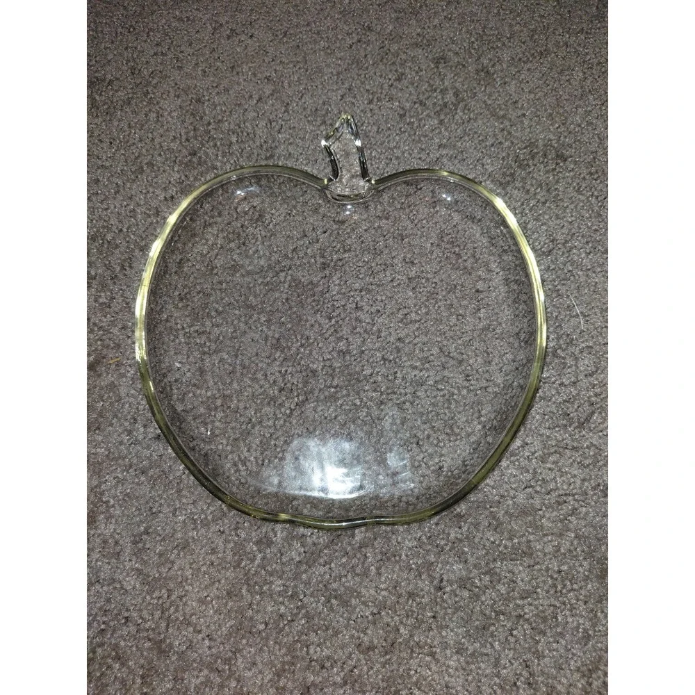 Vintage Clear Glass Apple Shaped Serving Plate Trinket Dish Fruit Decor Tray